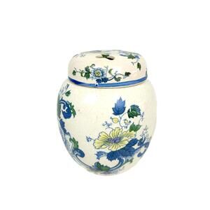 Vintage Richard Japan Porcelain‎ Ginger Jar Blue Yellow Purple Florals w lid